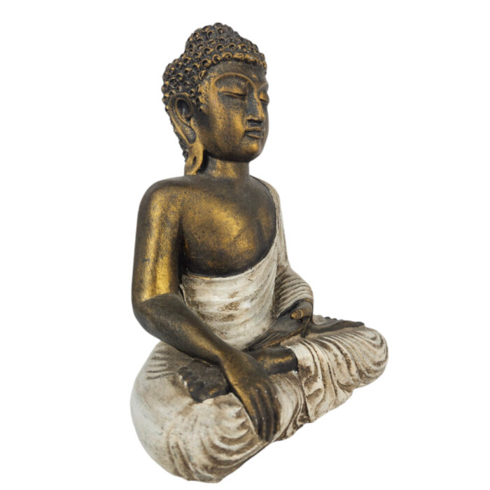 Thai-Buddha-Robe-Cream-Gold-Resin-Side.jpg Resin Thai Buddha Gold And Cream