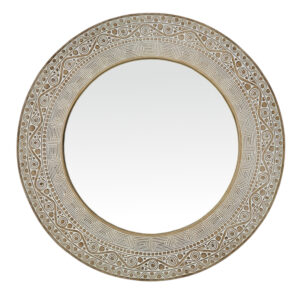 Round Timor Carved Wall Mirror