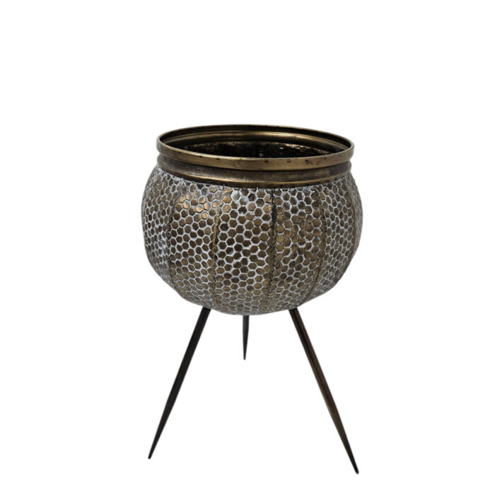 Aged Metal Planter Pot