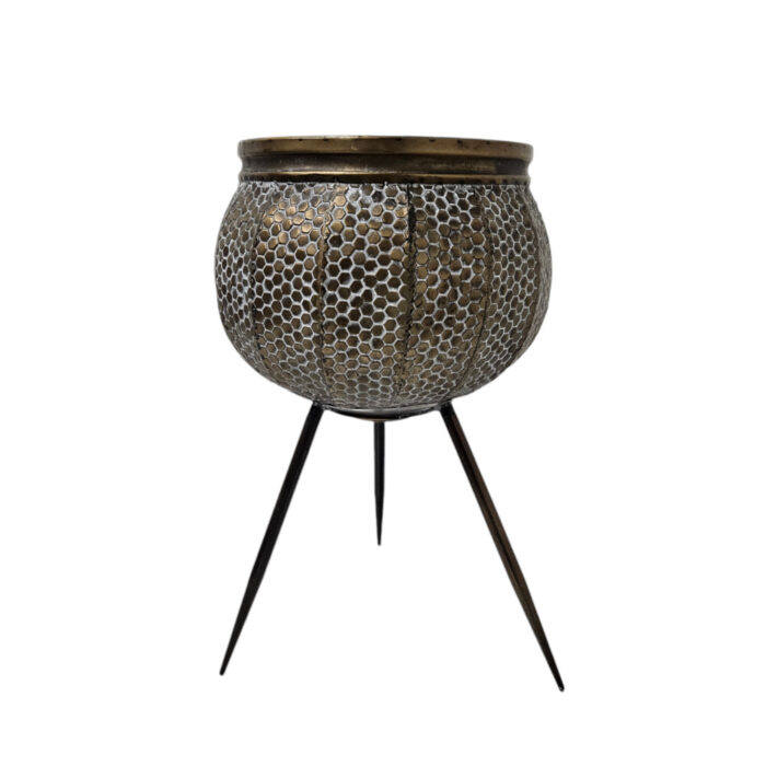 Aged Metal Planter Pot