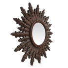 Wood sun wall mirror