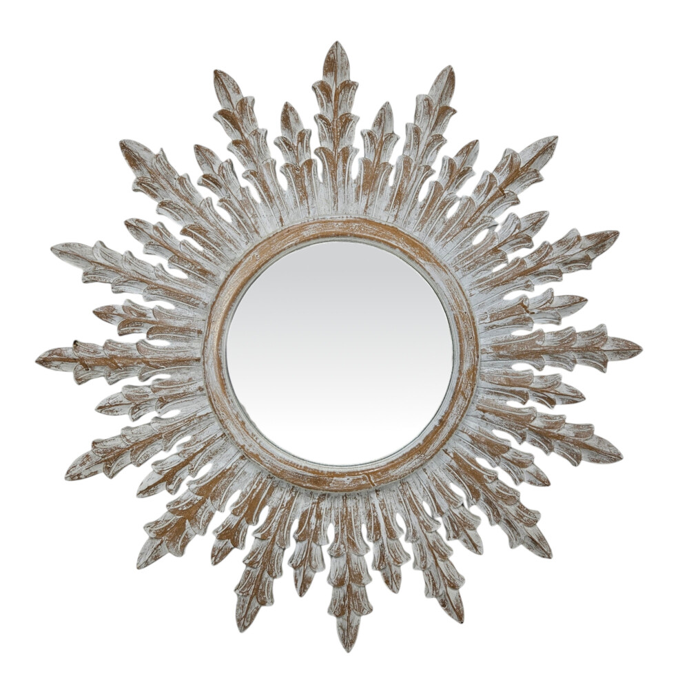 Sunburst wall mirror white