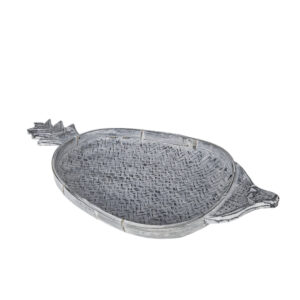 White Wash Bamboo Pineapple Tray