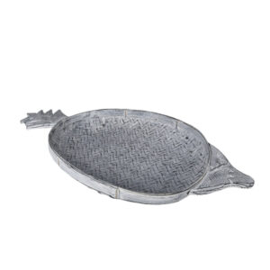 White Wash Bamboo Pineapple Tray