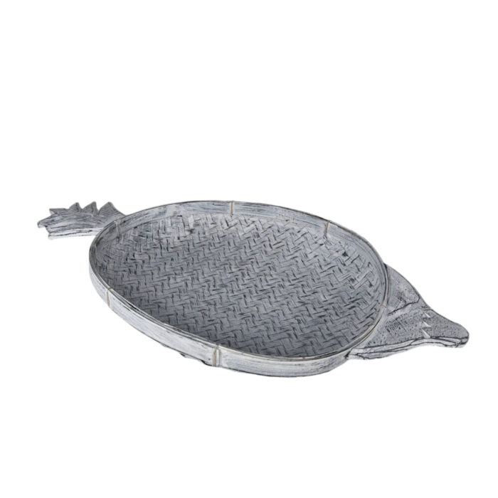 White Wash Bamboo Pineapple Tray
