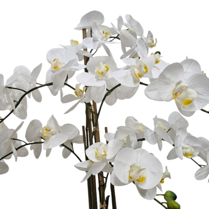 White-Faux-Orchid-Black-Pot-Flowers.jpg Artificial white orchid plant