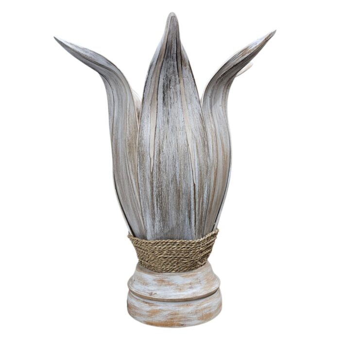 White Wash Coco lamp Main White Coco Leaf Table Lamp