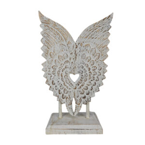 Carved Wooden Angel Wings Stand