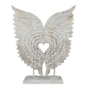 Carved Wooden Angel Wings Stand