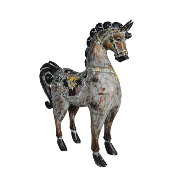 Wooden-Carved-Cina-Horse-Blue-Wash-40cm-Main.jpg Vintage Style White Wooden Horse Decor