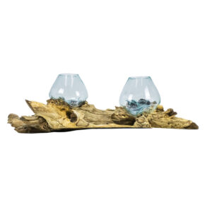 Abstract Glass Bowl On Wood