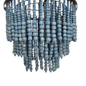 Blue Wooden Beads Ceiling Chandelier
