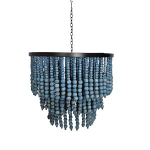 Blue Wooden Beads Ceiling Chandelier