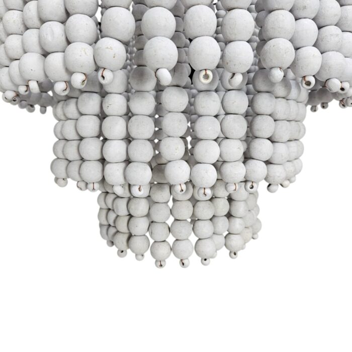 White Wooden Beads Ceiling Chandelier