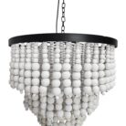 White Wooden Beads Ceiling Chandelier