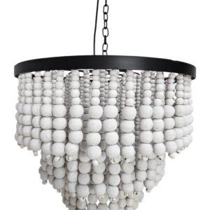 White Wooden Beads Ceiling Chandelier