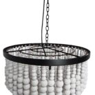 White Wooden Beads Ceiling Chandelier