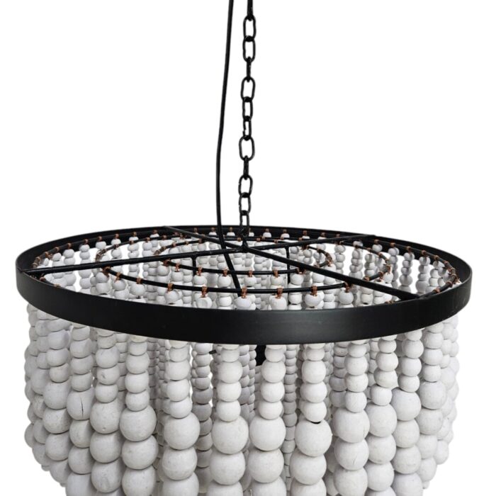White Wooden Beads Ceiling Chandelier
