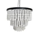 White Wooden Beads Ceiling Chandelier