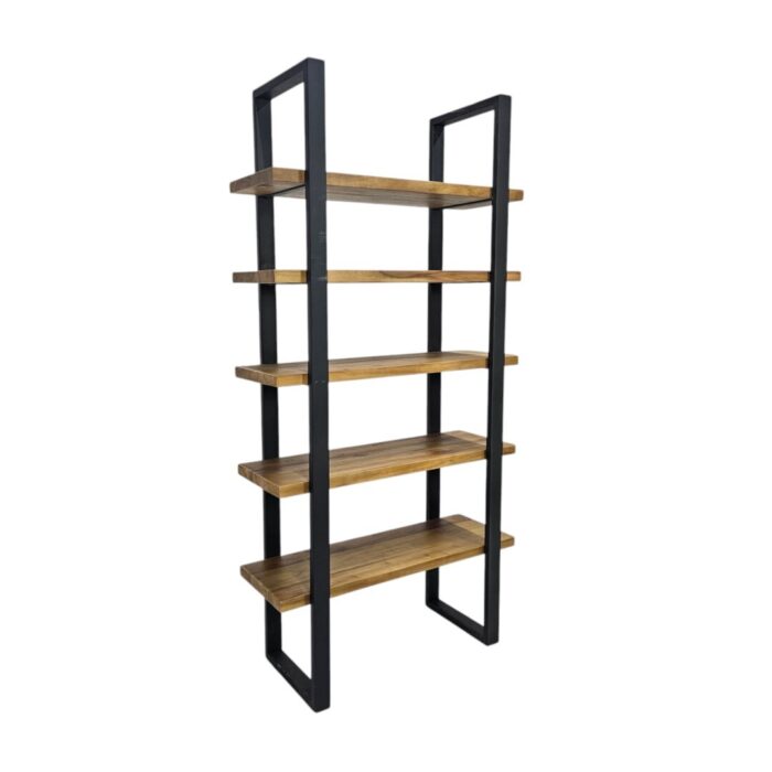 Yuni-Bookcase-Teak-And-Steal-Main-Side Yuni-Bookcase-Teak-And-Steal-Main-Side