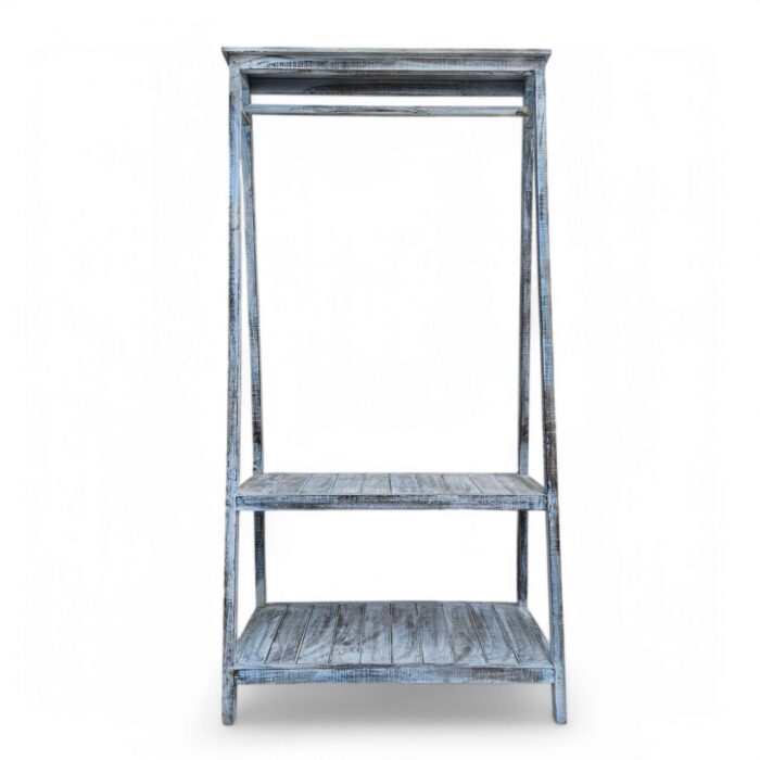Blue Clothes Rail Main Front Light Weight Wooden Clothing Rail
