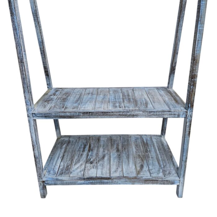 Blue Clothes Rail Main Front Close Up Light Weight Wooden Clothing Rail