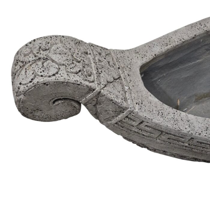 Cement Boat Planter Pot Close Up