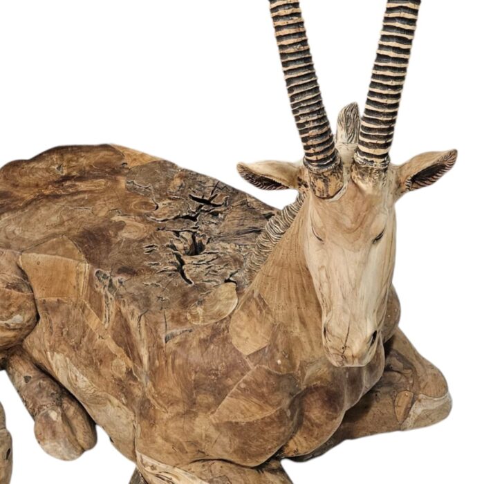 Carved Sable Antelope Teak Main Top Teak Carved Sable Antelope