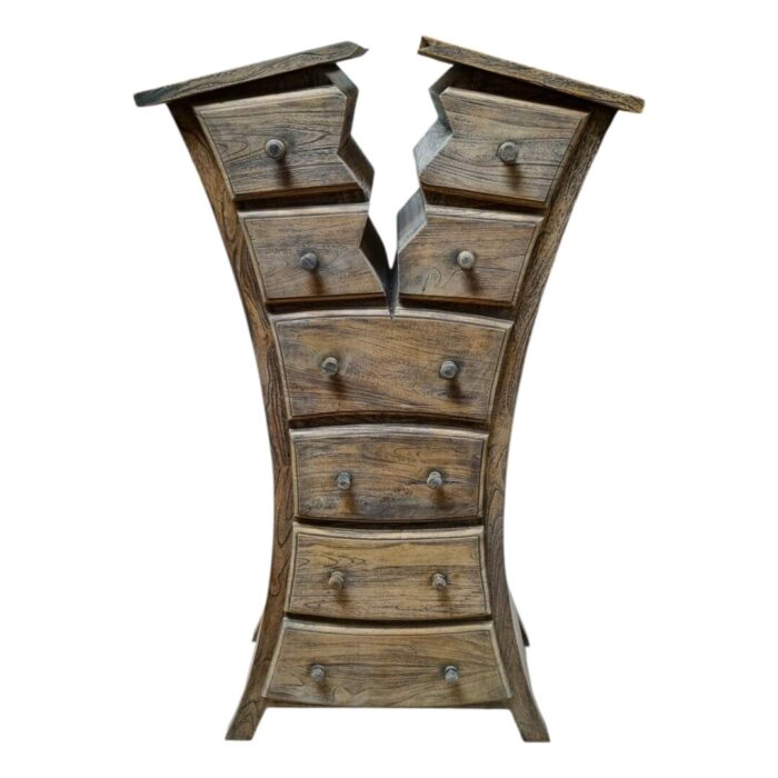 Whimsical Teak Crack Chest Of Drawers Main Sotran Dekorativ Furniture