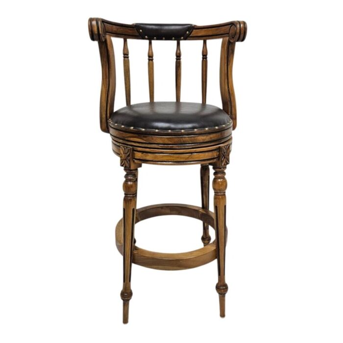 Teak And Leather Classical Bar Chair_3 Teak And Leather Classical Bar Chair_3
