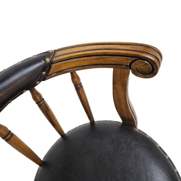 Teak And Leather Classical Bar Chair_4 Teak And Leather Classical Bar Chair_4