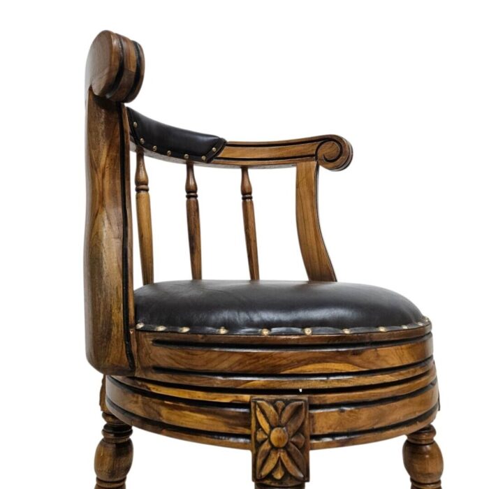 Teak And Leather Classical Bar Chair_5 Teak And Leather Classical Bar Chair_5