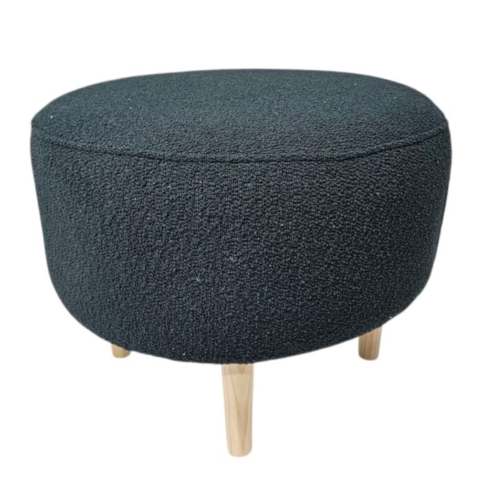 Round Navy Ottoman URF2001A top side Round Olive Ottoman