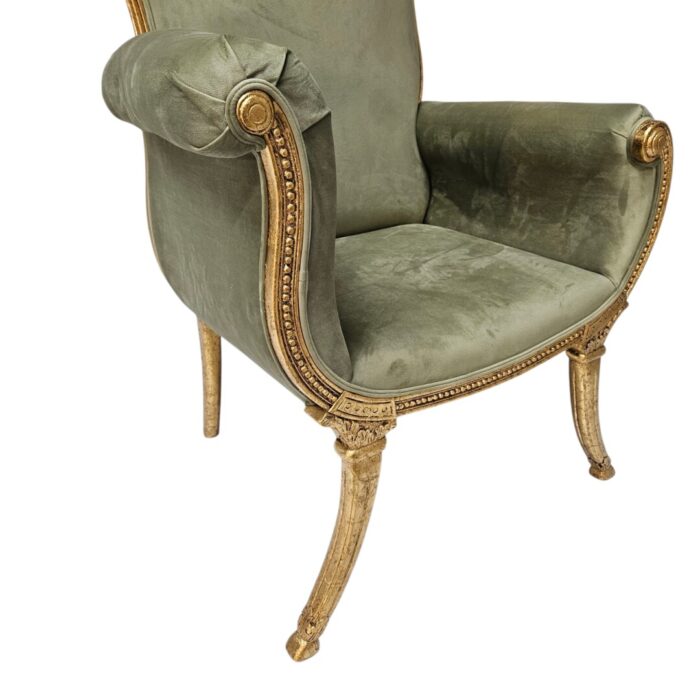 French carved occasional chair close up left French Inspired Occasional Chair