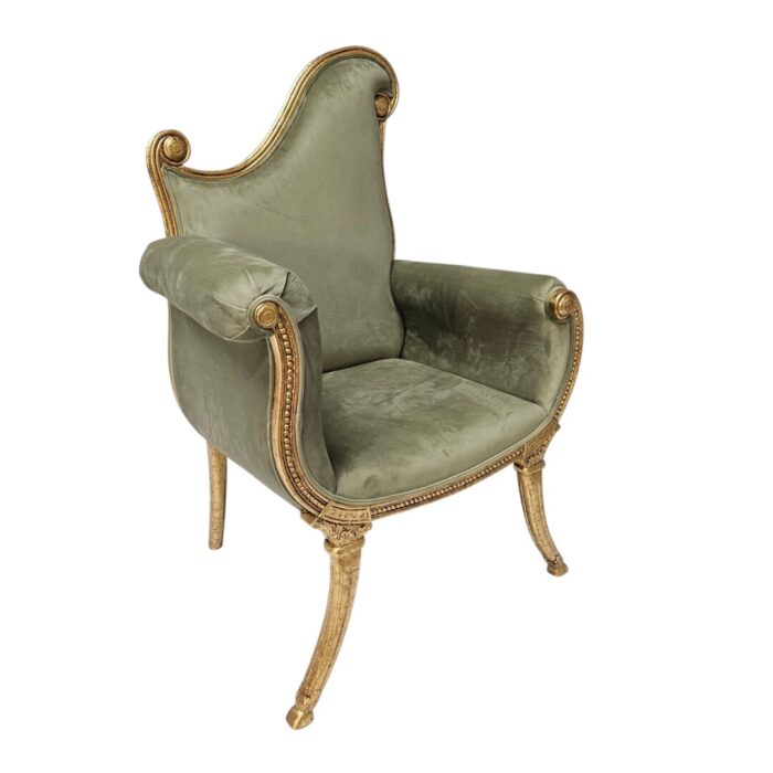 French carved occasional chair close up left Side French Inspired Occasional Chair