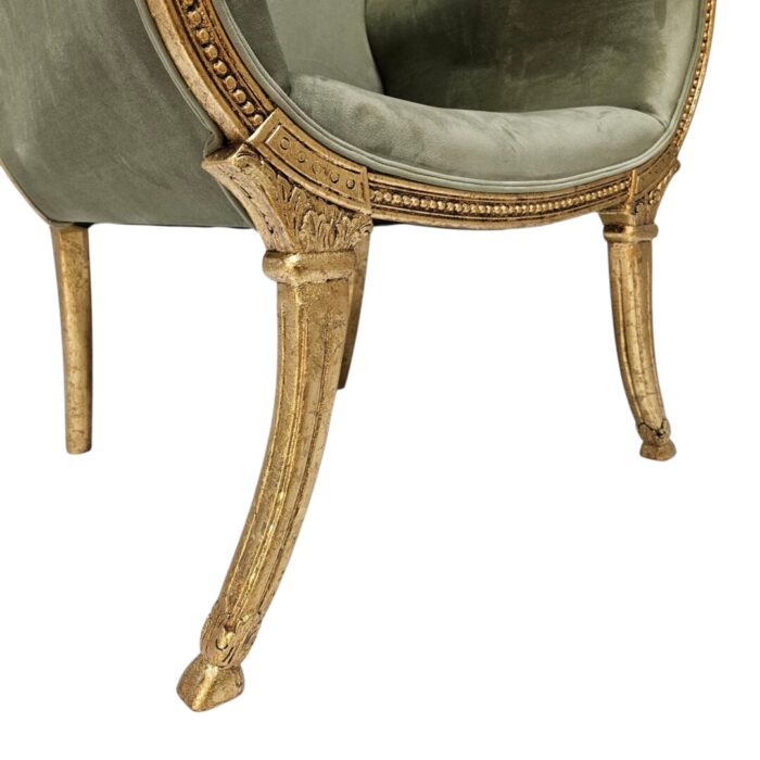 French carved occasional chair close up left bottom French Inspired Occasional Chair