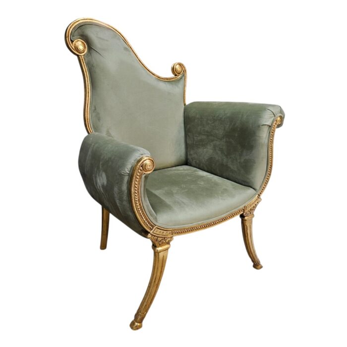French carved occasional chair main right clode French Inspired Occasional Chair