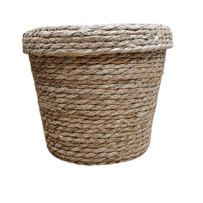 Natural Basket With Lid 26 x 22 cm Main Front Decorative Basket With Lid