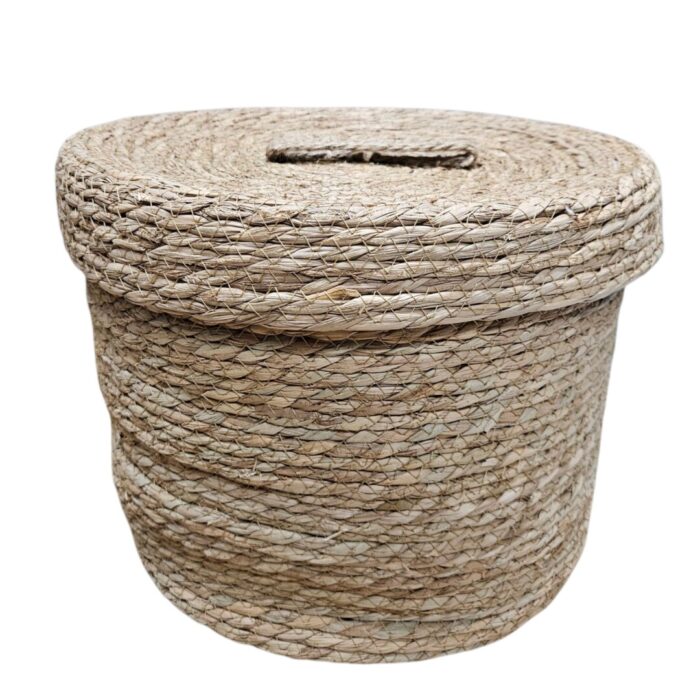 Natural Basket With Lid 36 x 27 cm Decorative Basket With Lid