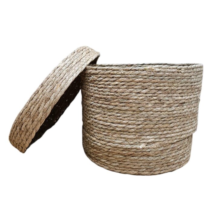 Natural Basket With Lid 36 x 27 cm Open Front Decorative Basket With Lid