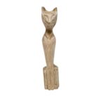 Teak Siamese Cat Sculpture