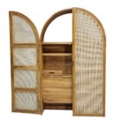 Concealed Teak And Rattan Desk