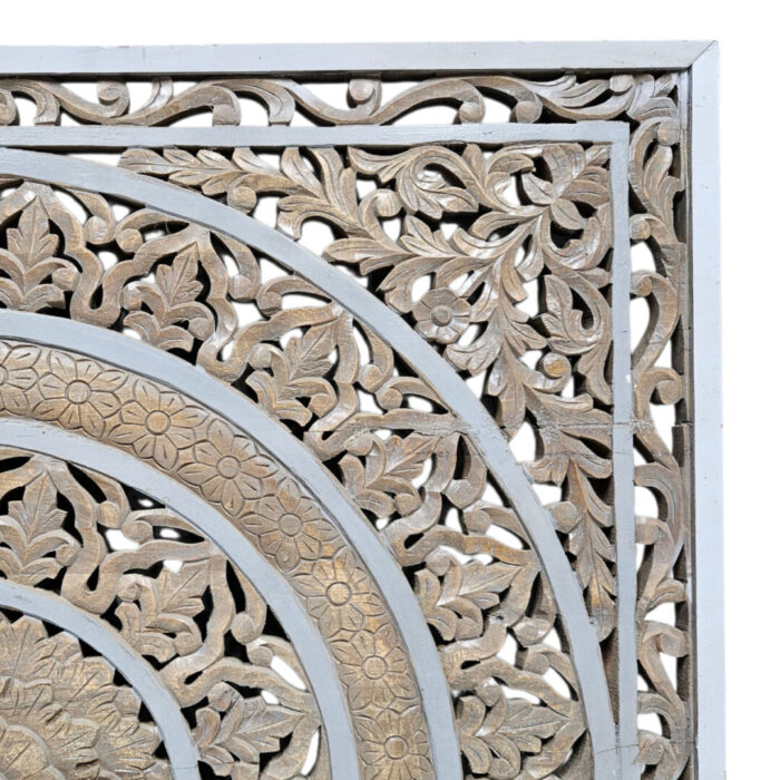 Carved Mandala Headboard Close Carved Mandala Headboard Close