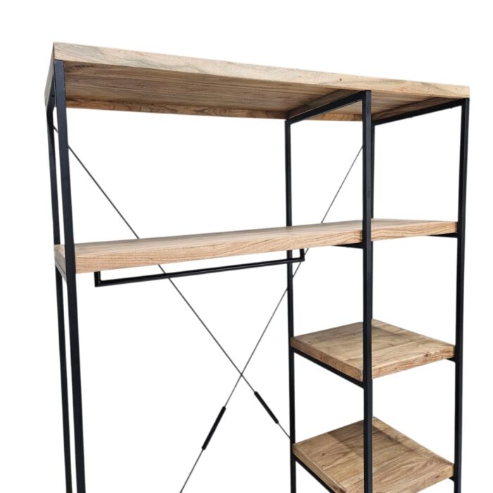 Clothes Shelf Mango Wood Top Side Close Clothes Shelf Mango Wood Top Side Close