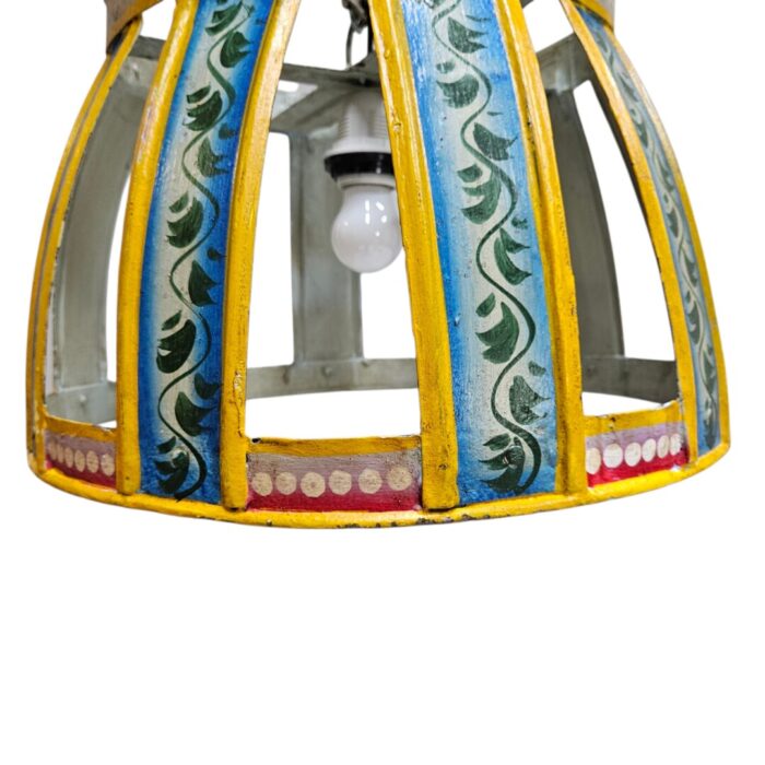 Iron Hand Painted Hanging Lamp KMH9955D Blue Bottom Iron Hand Painted Hanging Lamp KMH9955D Blue Bottom