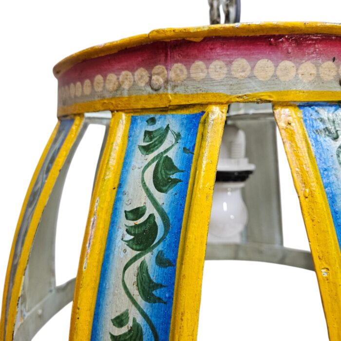 Iron Hand Painted Hanging Lamp KMH9955D Blue Close Up Iron Hand Painted Hanging Lamp KMH9955D Blue Close Up
