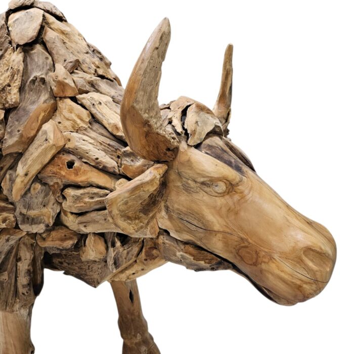 Teak Angus Life Size Cow Close