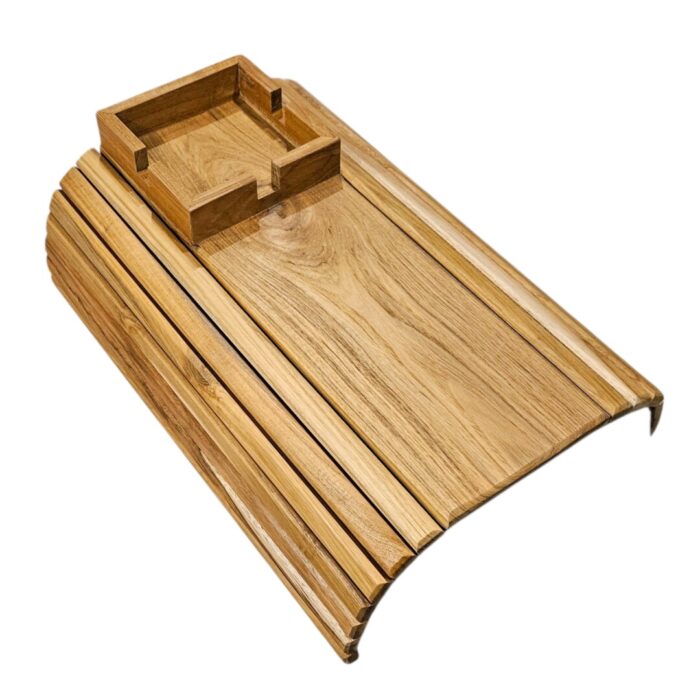 Folding Teak Couch Coffee Cup Holder