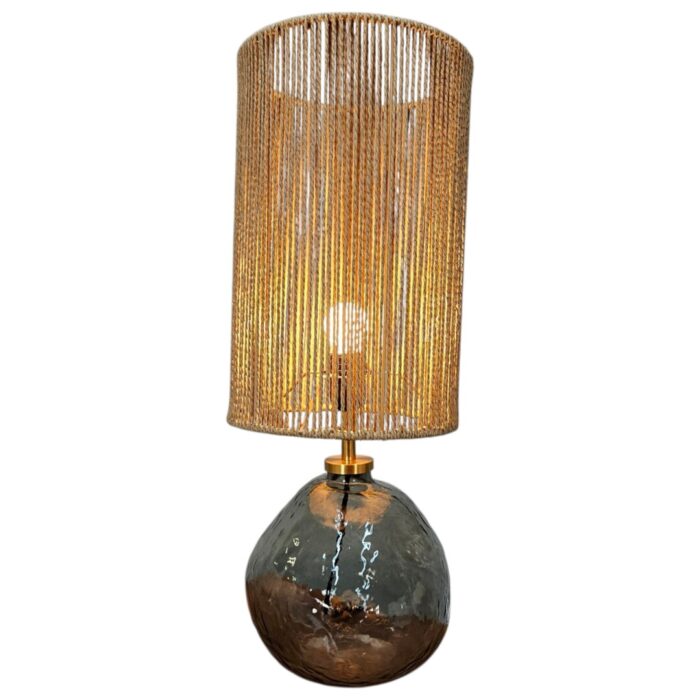 Jute Smoke Glass Table Lamp Jute Smoke Glass Table Lamp