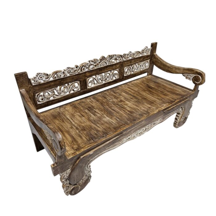 Ornate Carved Bench BEB6598 Top Side Ornate Carved Bench BEB6598 Top Side